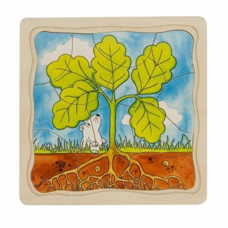 GOKI Edukacyjne puzzle warstwowe drewniane Jak Rośnie Drzewo